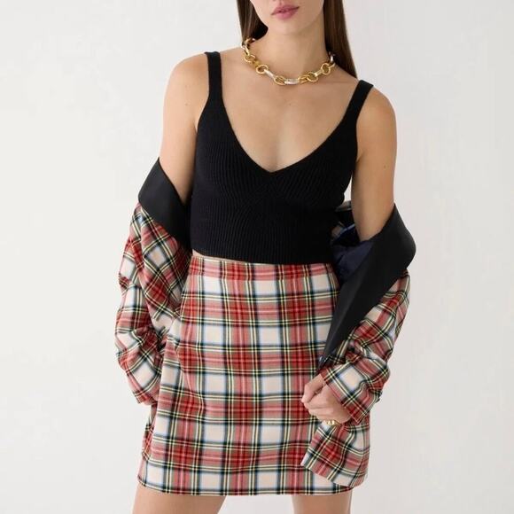 NWT J. Crew 18 Natasha Skirt In Snowy Stewart Tartan Plaid BM885 Holiday - Picture 1 of 8